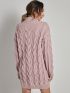 Cable Knit Stand Neck Sweater Dress