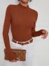 Cable And Rib Knit Stand Collar Sweater