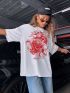 Chinese Dragon Graphic Drop Shoulder Oversized Tee